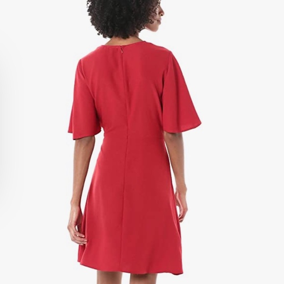 Vince Camuto Flutter Sleeve Rumple Side Tie Dress. - Picture 3 of 14